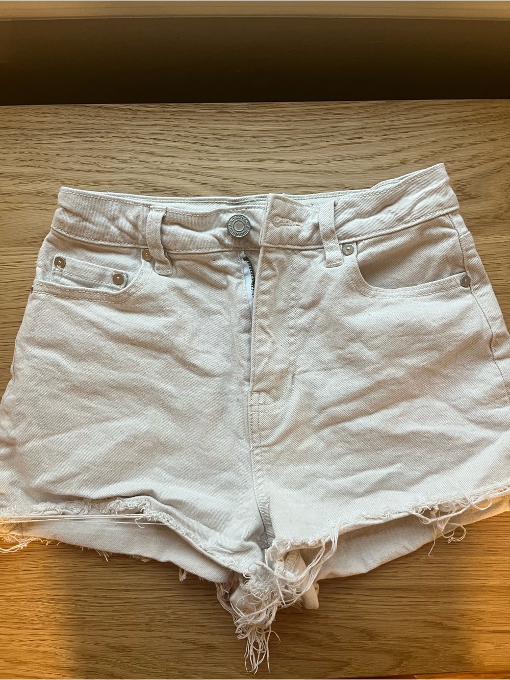 Indigo Rein White High-Rise Frayed Denim Shorts